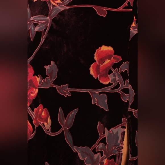 Lulus Divine Allure Burgundy Floral Burnout Velvet Midi Dress M Wedding Party - Picture 6 of 11